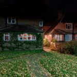 winter security houses at night