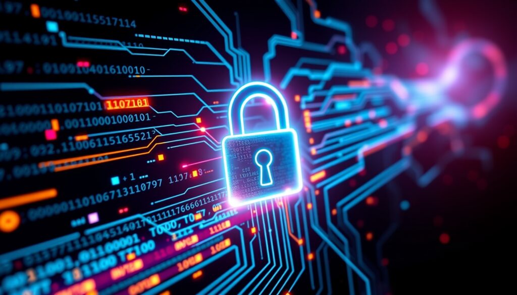 A,glowing,digital,lock,surrounded,by,streams,of,binary,code A,glowing,digital,lock,surrounded,by,streams,of,binary,code